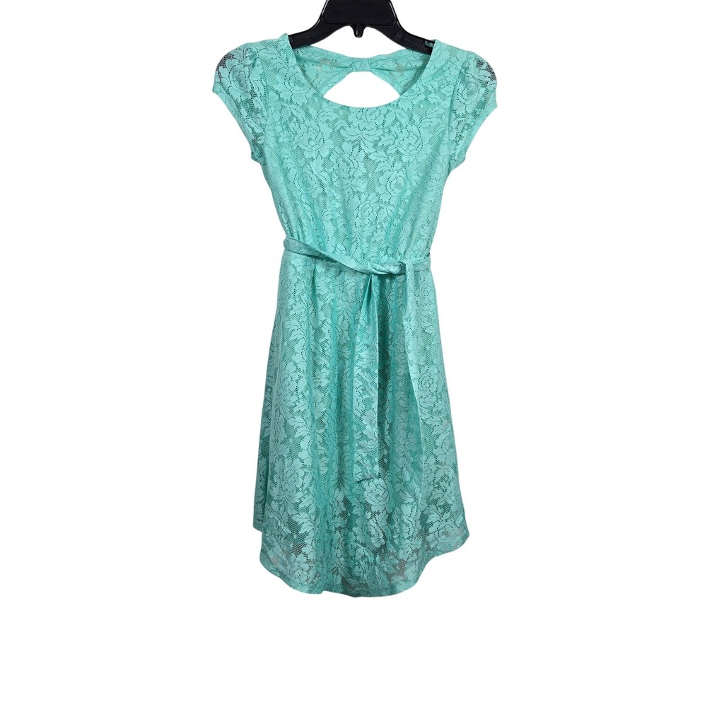 Paper Doll Girl Mint Green Lace Floral Cap Sleeve Special Occasion Dress 12 NWOT